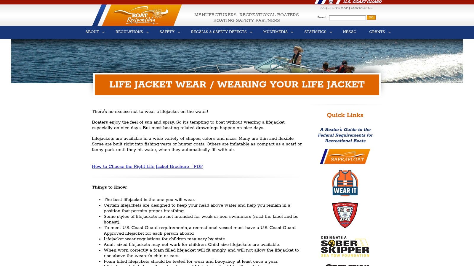 USCG-Approved Personal Flotation Devices (PFDs)