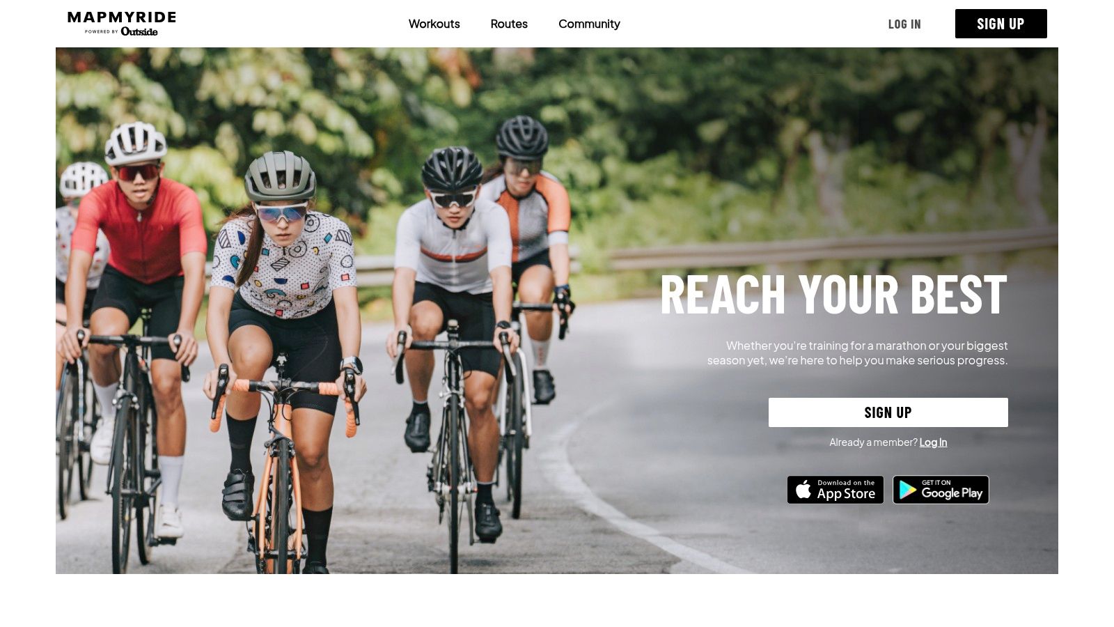 Interface de Map My Ride