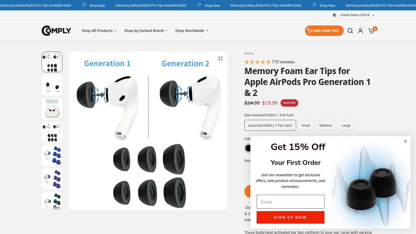 AirPods Pro Memory Foam Ear Tips (Comply, Dekoni, CharJenPro)