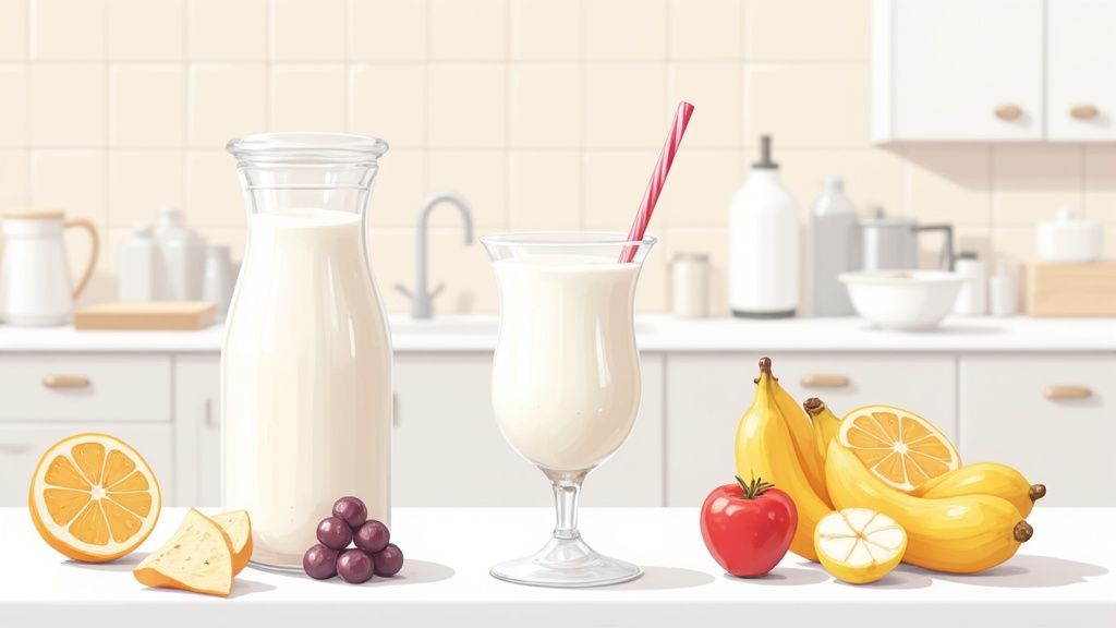 Préparation d'un milkshake