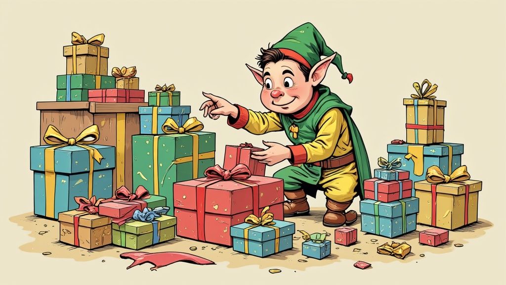Elf in a jar of marshmallows