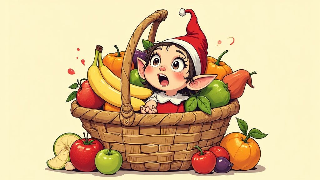 Elf on the Shelf helping with chores