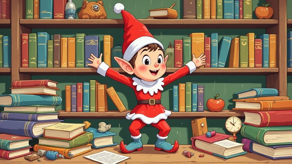 Elf on the Shelf in a whimsical setting