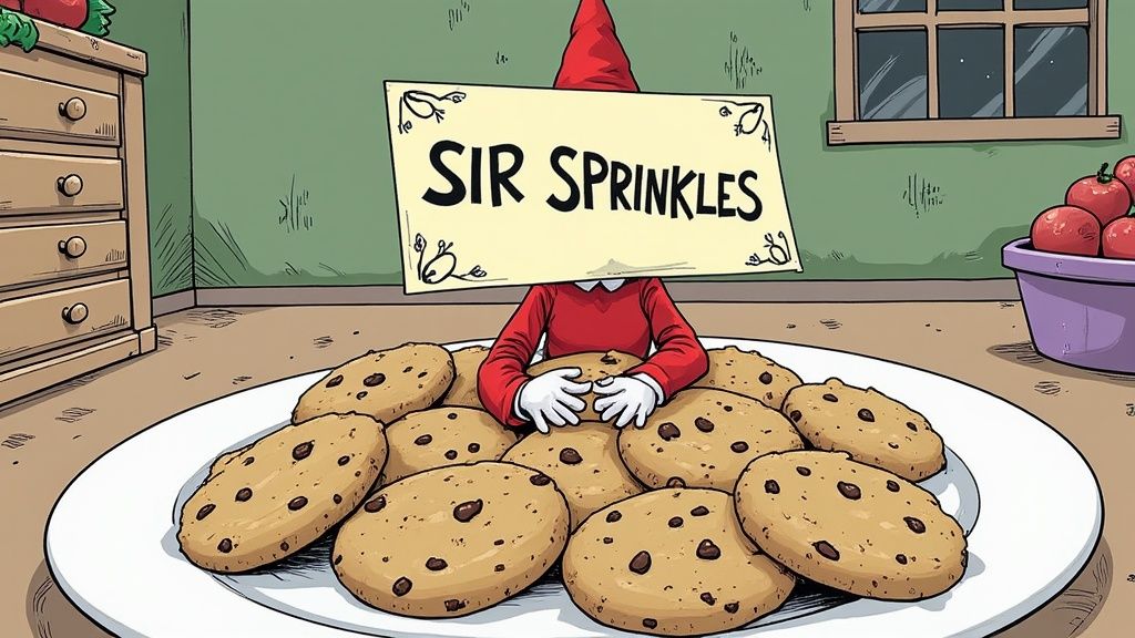 Elf on the Shelf in a snowy scene