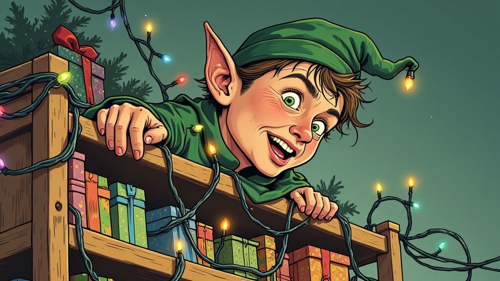 Elf on the Shelf taking a photo of other elves.
