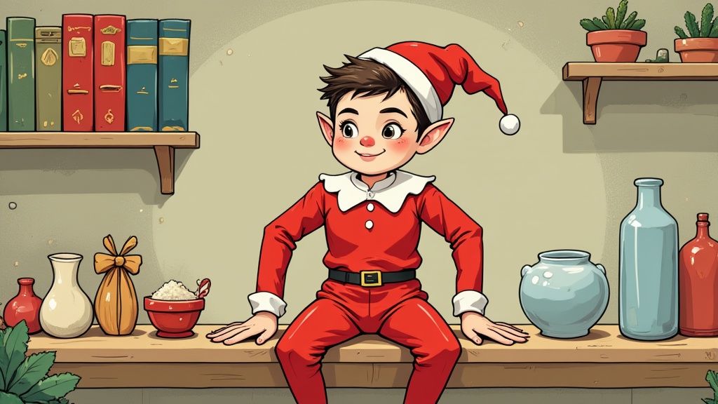 An authentic-looking elf on the shelf costume