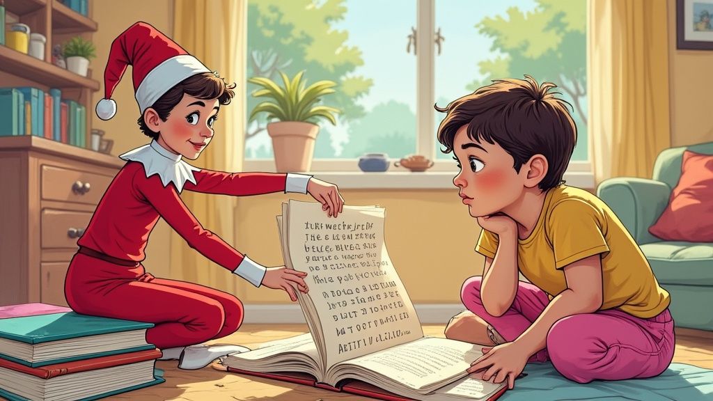 Elf on the Shelf in a literacy activity