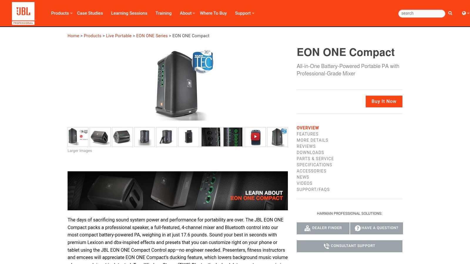 JBL EON ONE Compact All-in-One Battery-Powered PA System