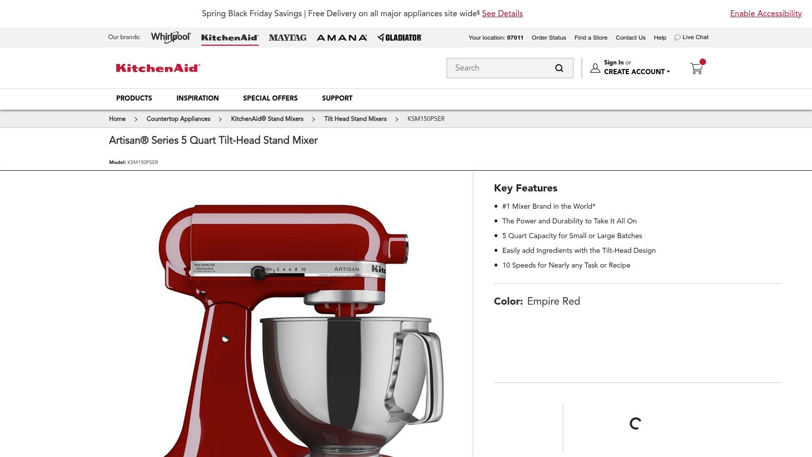 KitchenAid Artisan Series 5-Quart Tilt-Head Stand Mixer