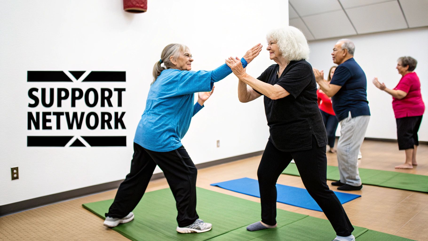 Senior practicing self-defense
