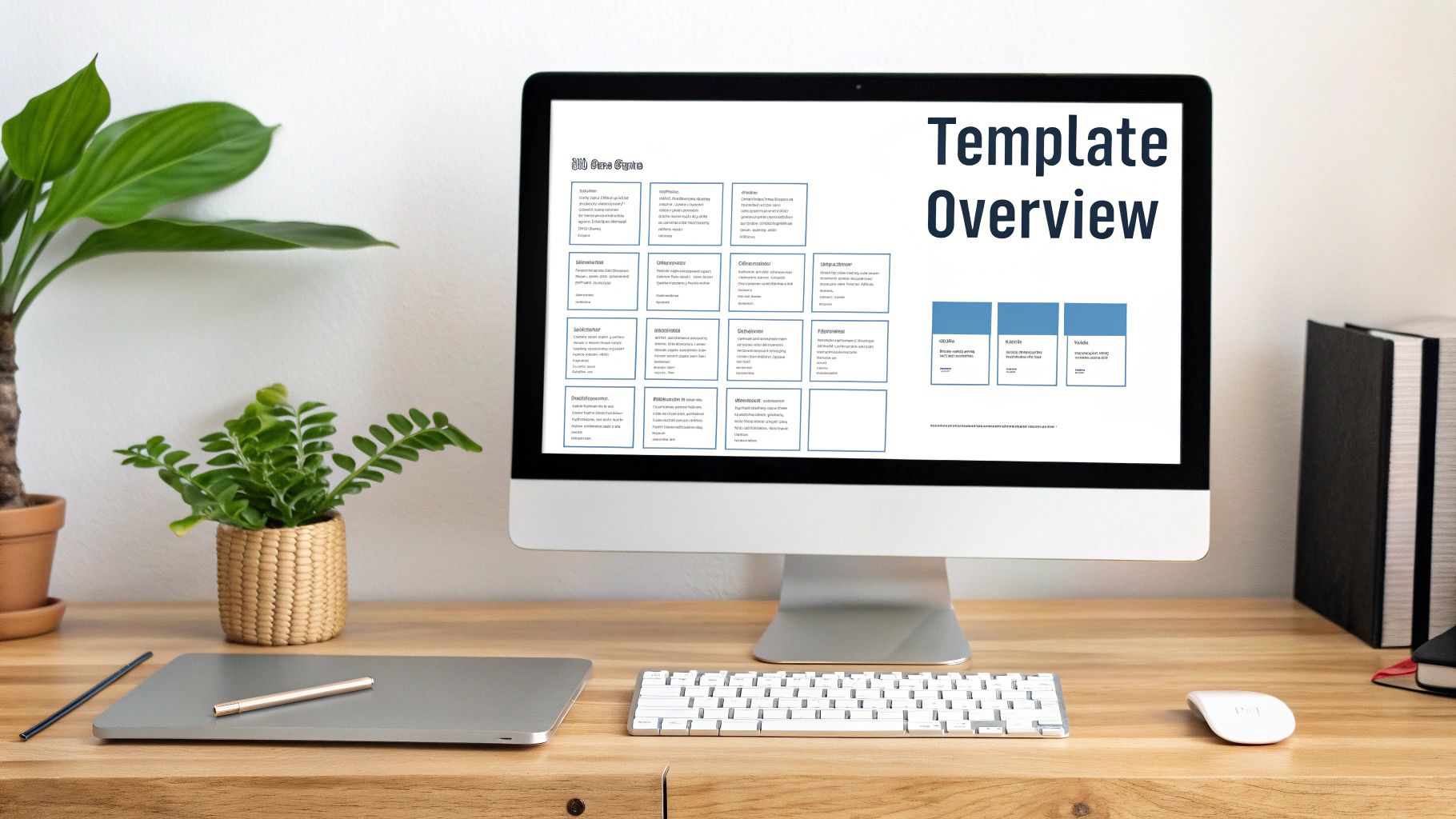 Content planning image depicting a calendar, notepad, and laptop