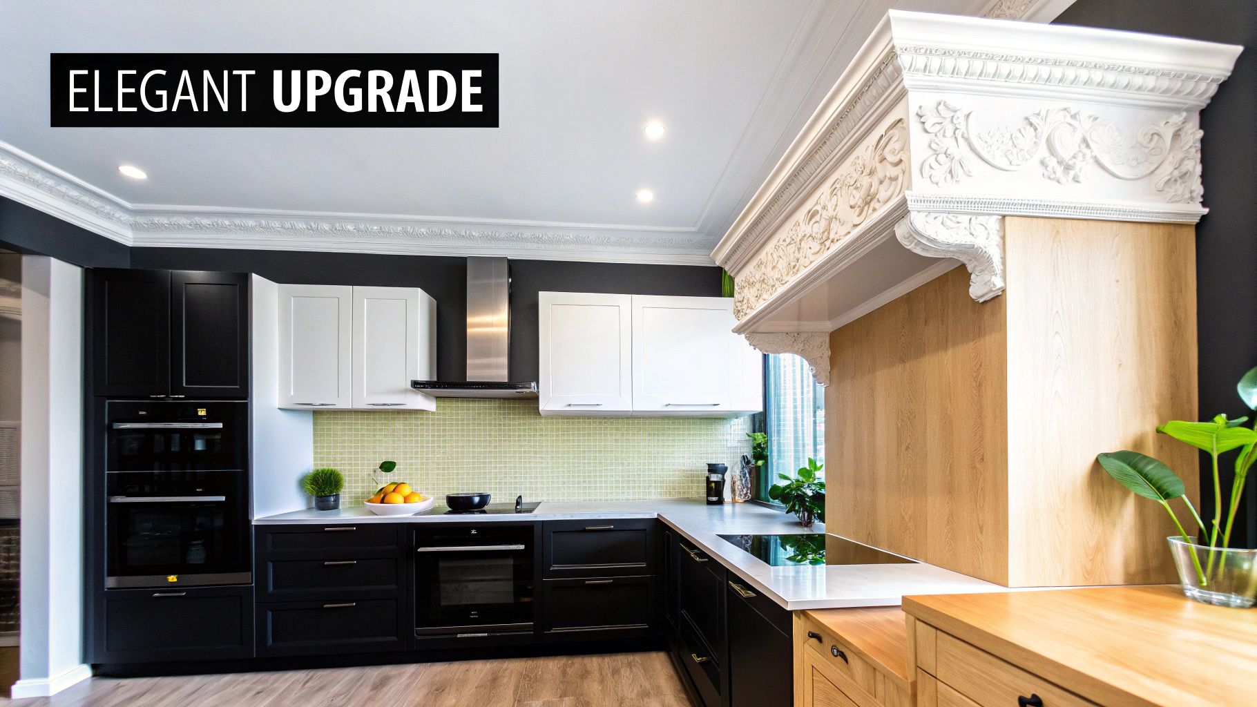 Image of kitchen with crown molding
