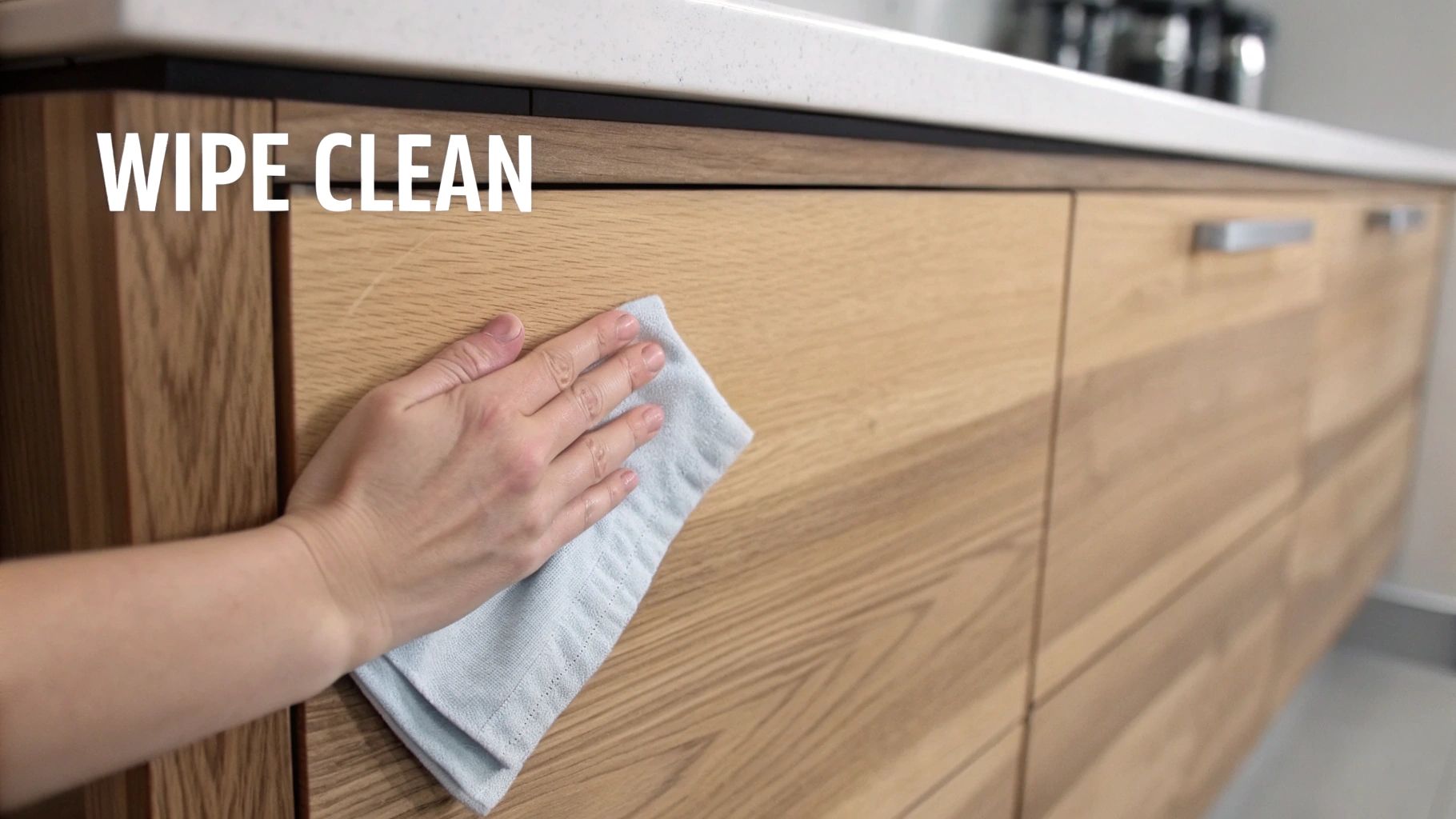 Daily cleaning habits keep wood cabinets looking their best.