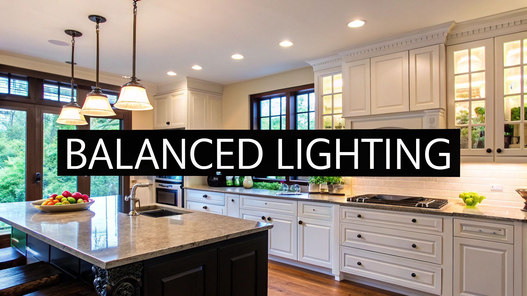 Kitchen with layered lighting