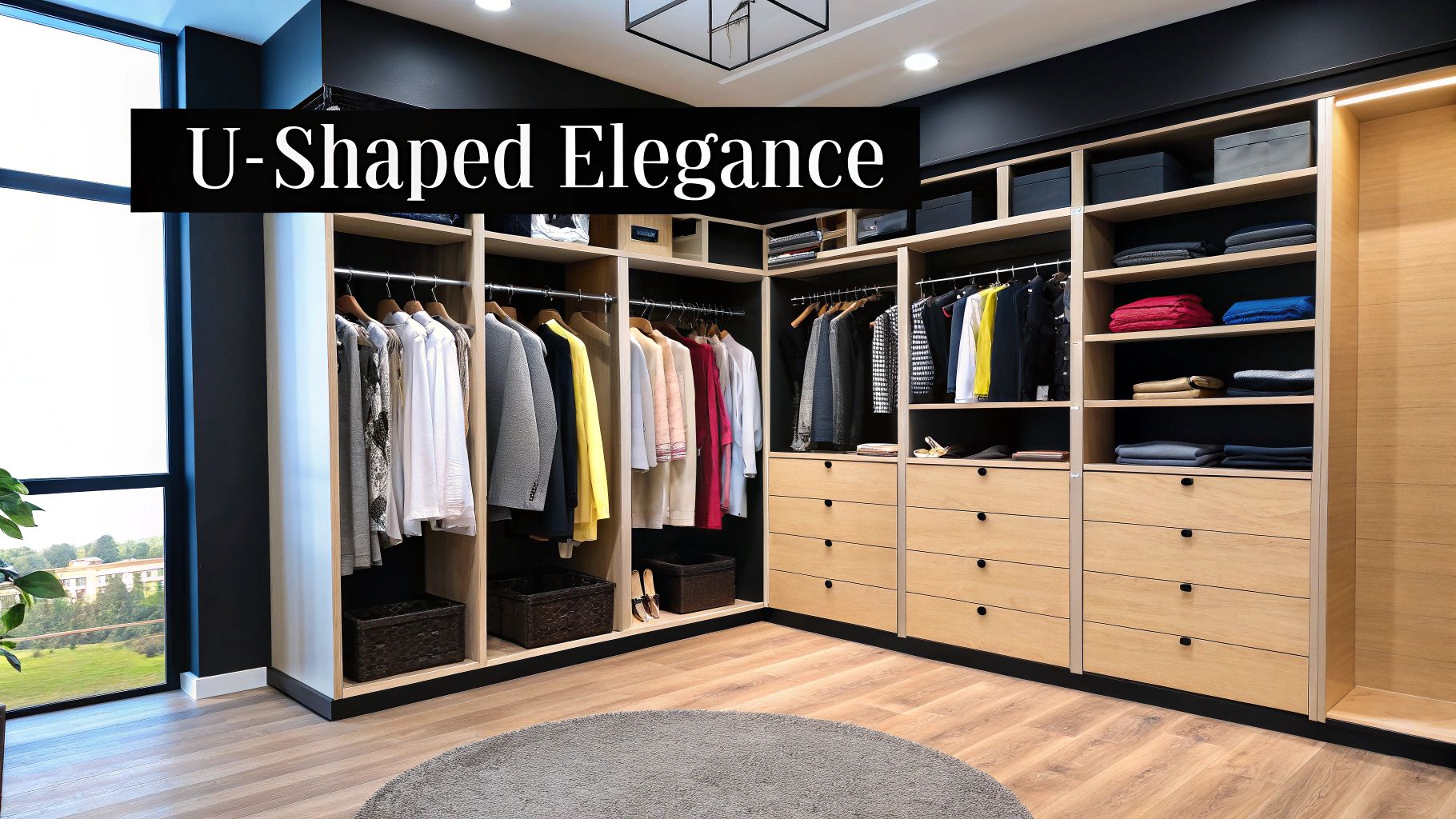 U-Shaped Walk-In Closet Configuration