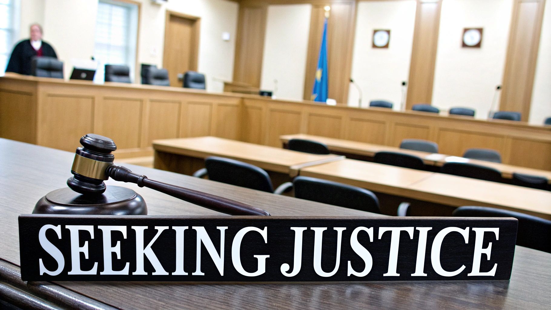 Individuals discussing a legal case.