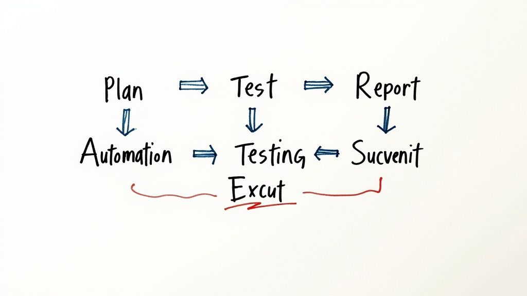 Test selection process showing hands selecting from multiple test cards