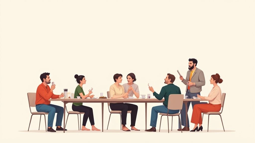 People talking at the table