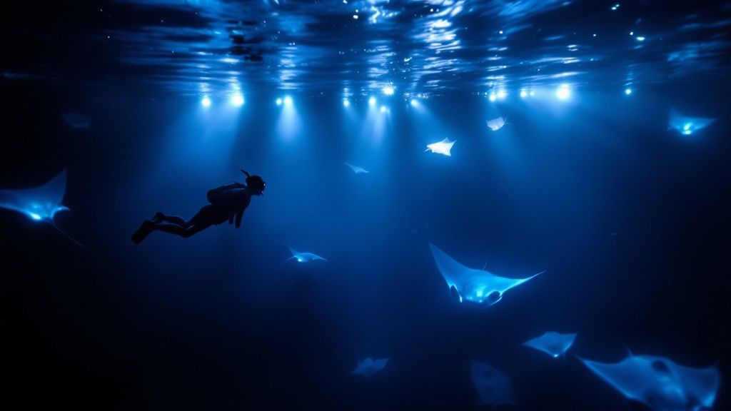 Experience night snorkeling with manta rays kona