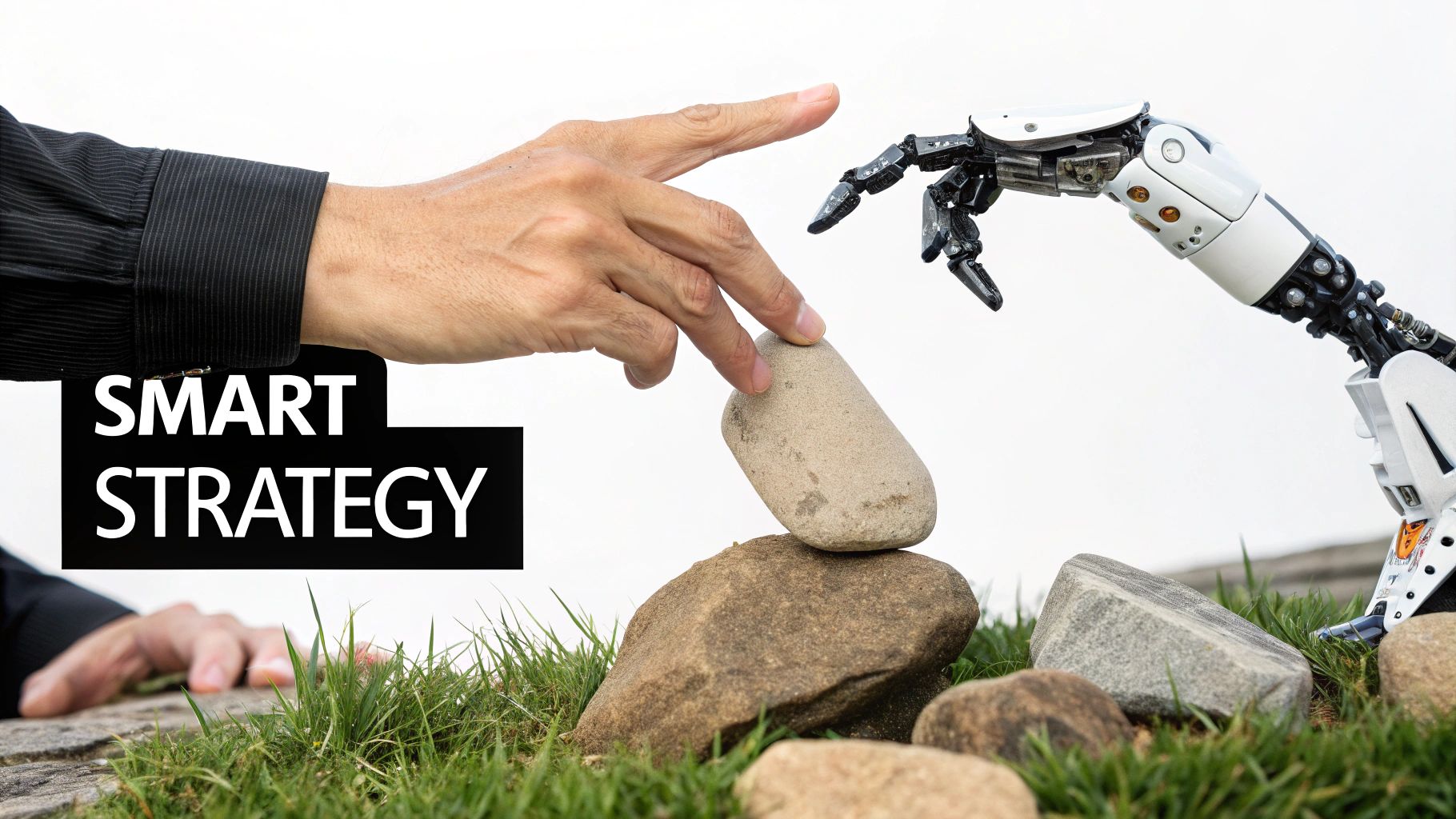 Rock paper scissors depicted with futuristic digital elements.