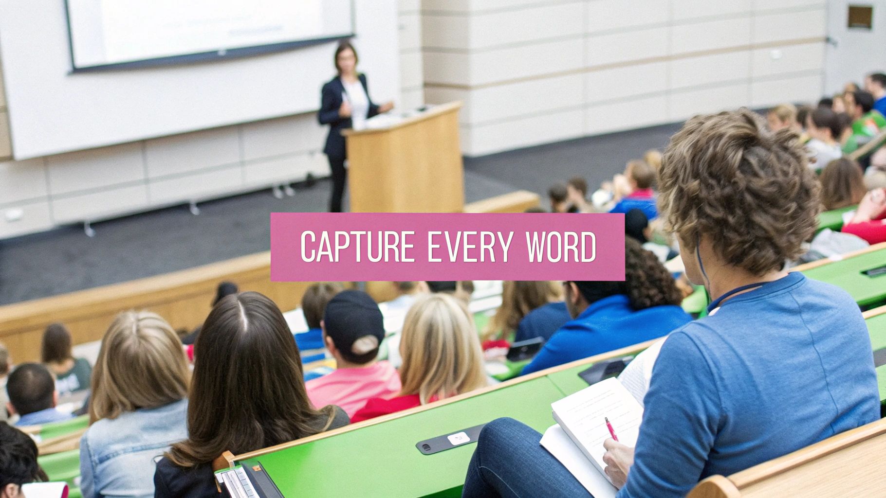 Students using laptops in a lecture hall