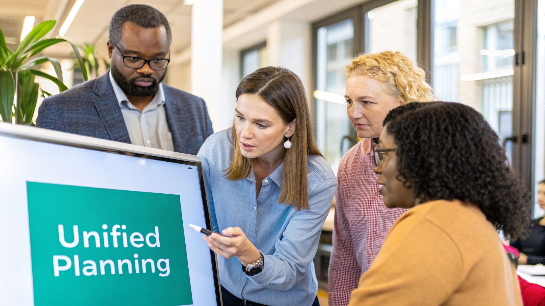 Diverse team collaborating