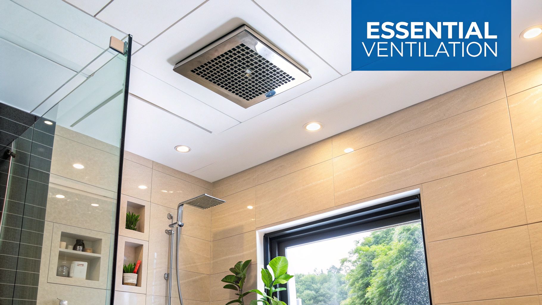 Modern bathroom with effective ventilation.