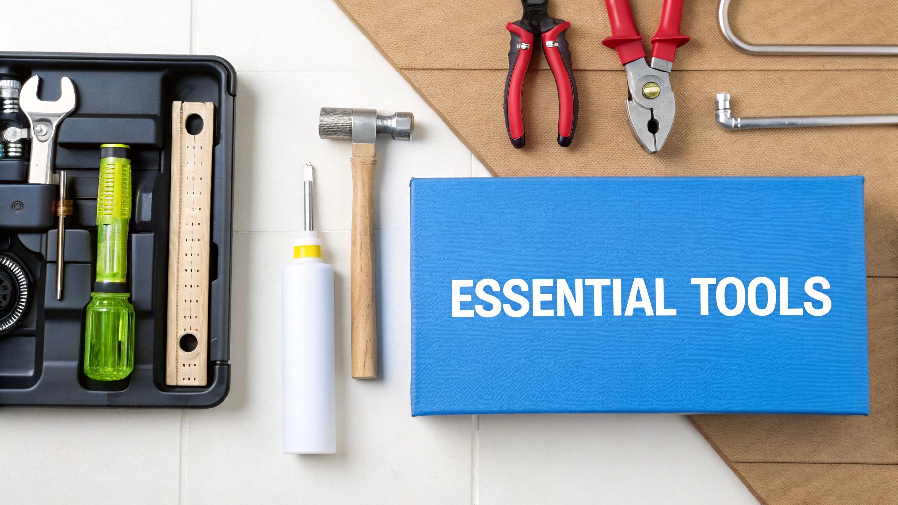 Tools and parts for toilet repair