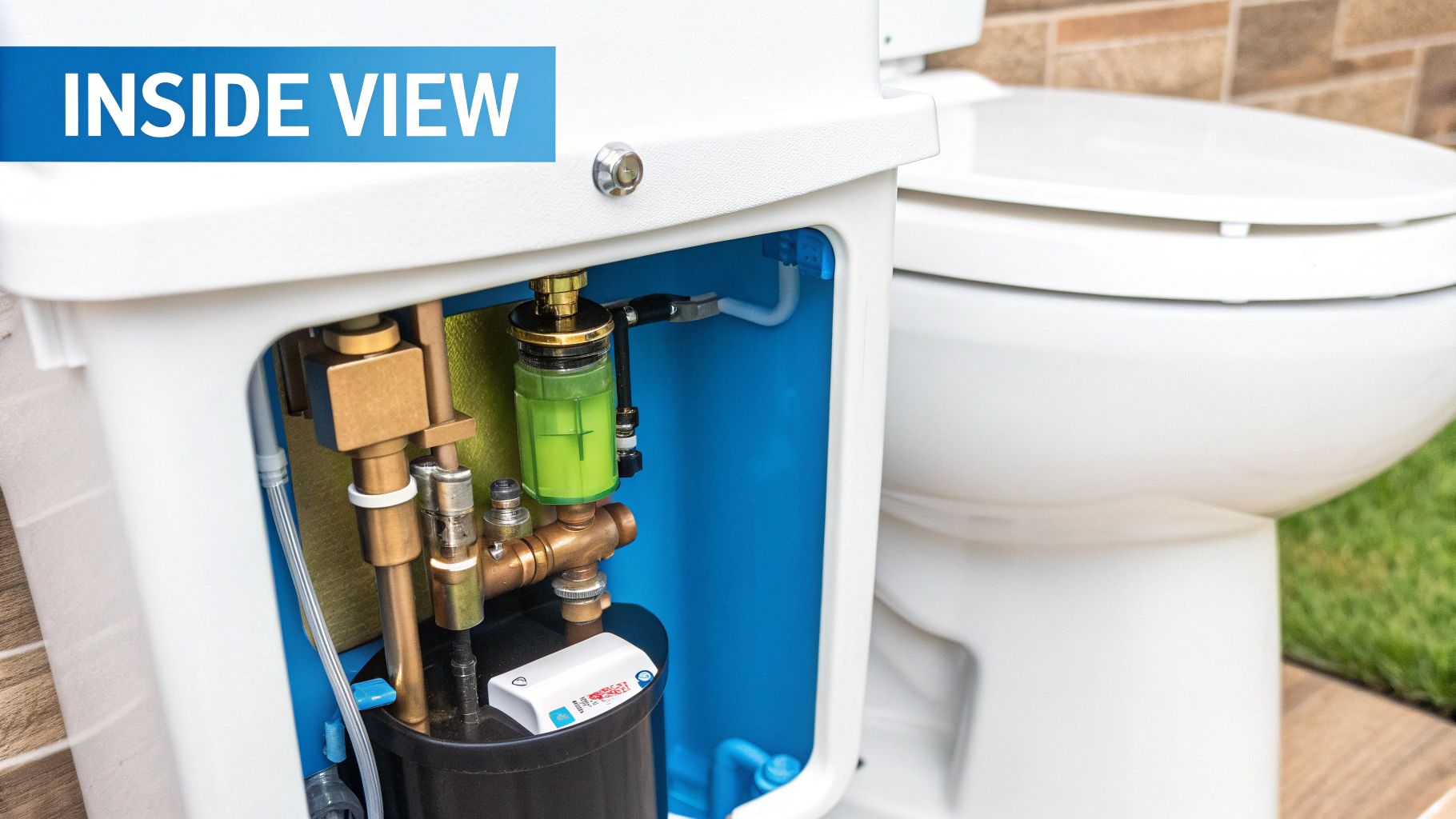 A running toilet with water overflowing