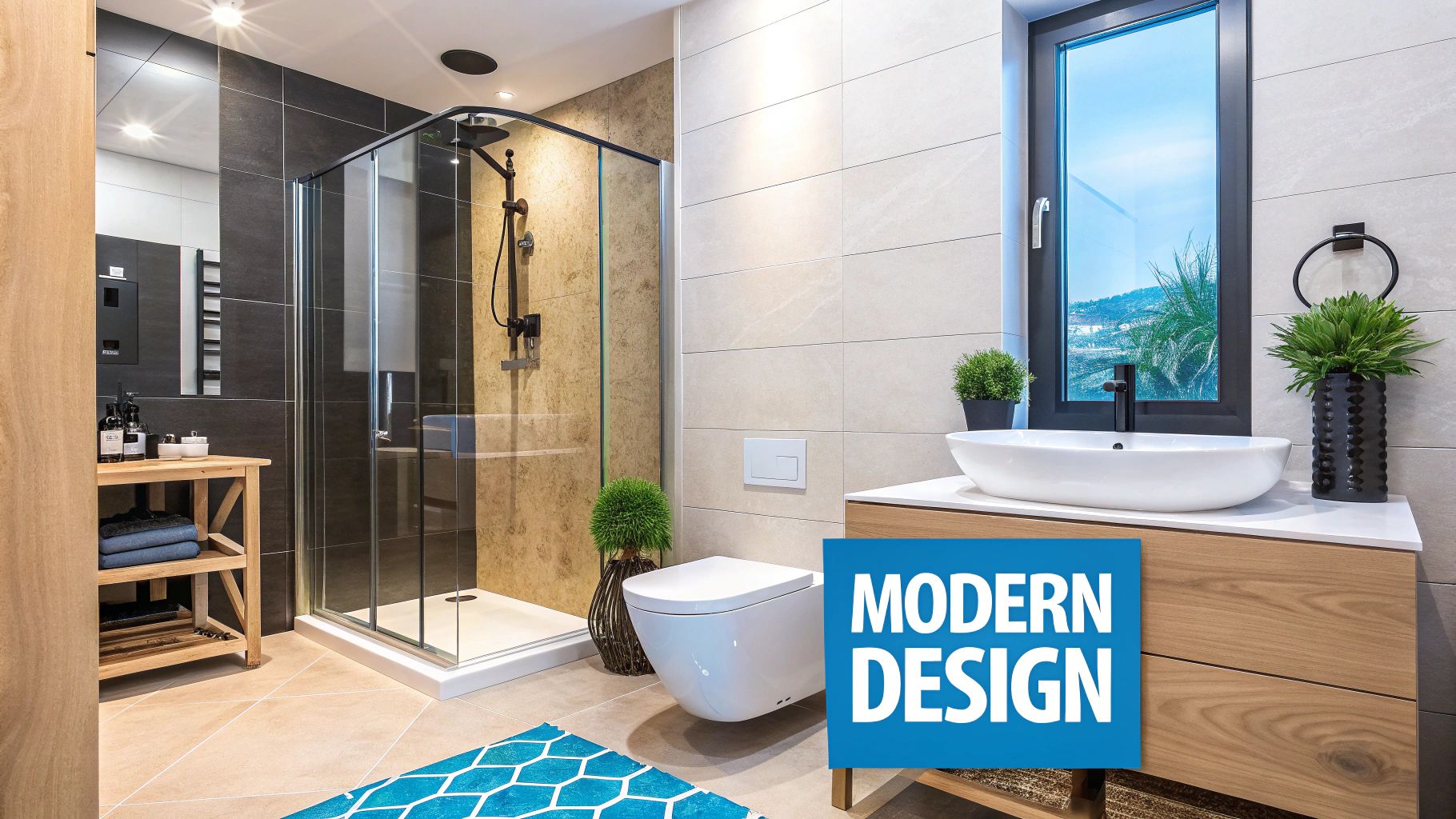 Bathroom with a shower and a bathtub