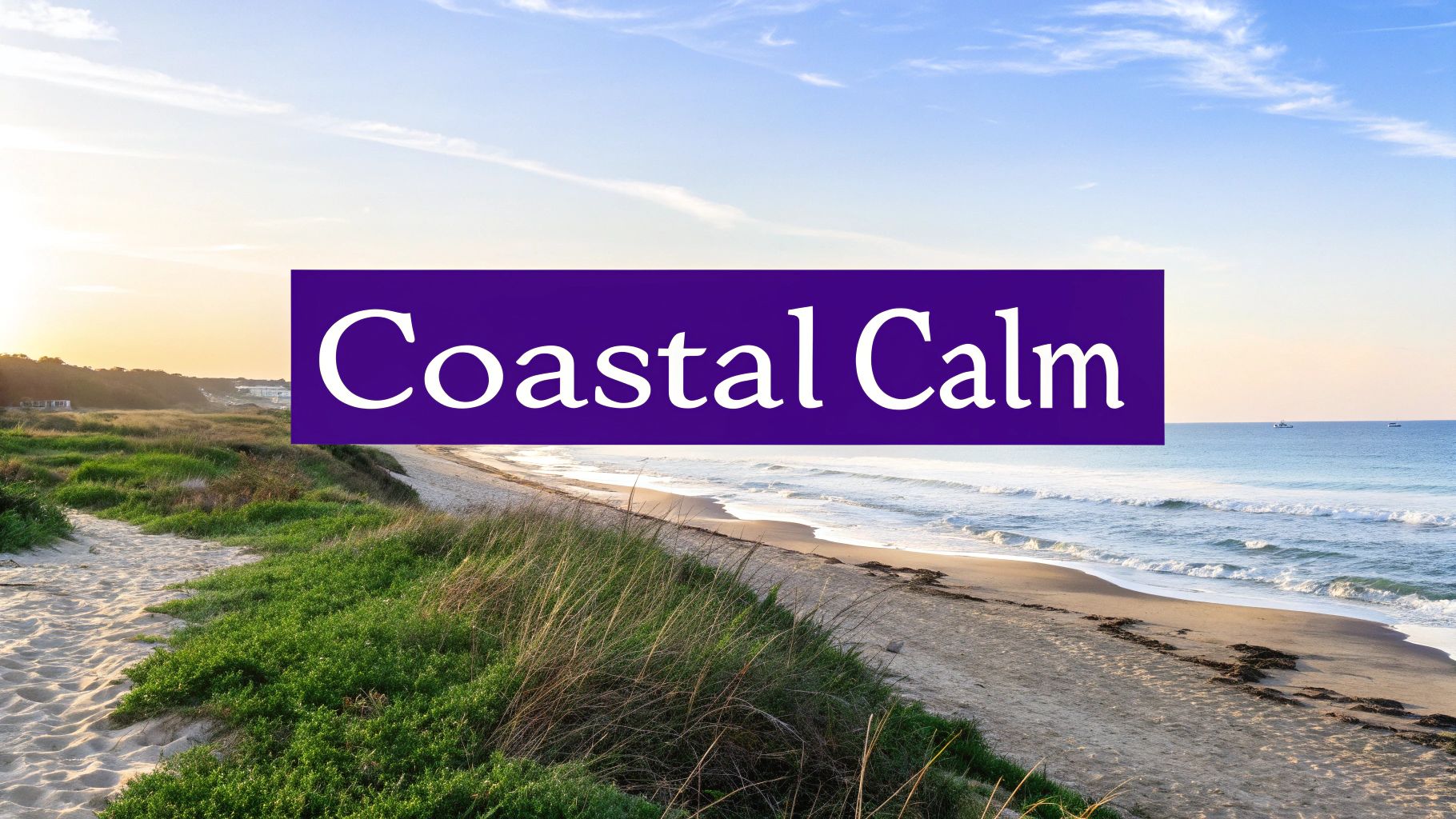 Coastal Breeze color palette design showing soft blues, sandy beige and pale yellow