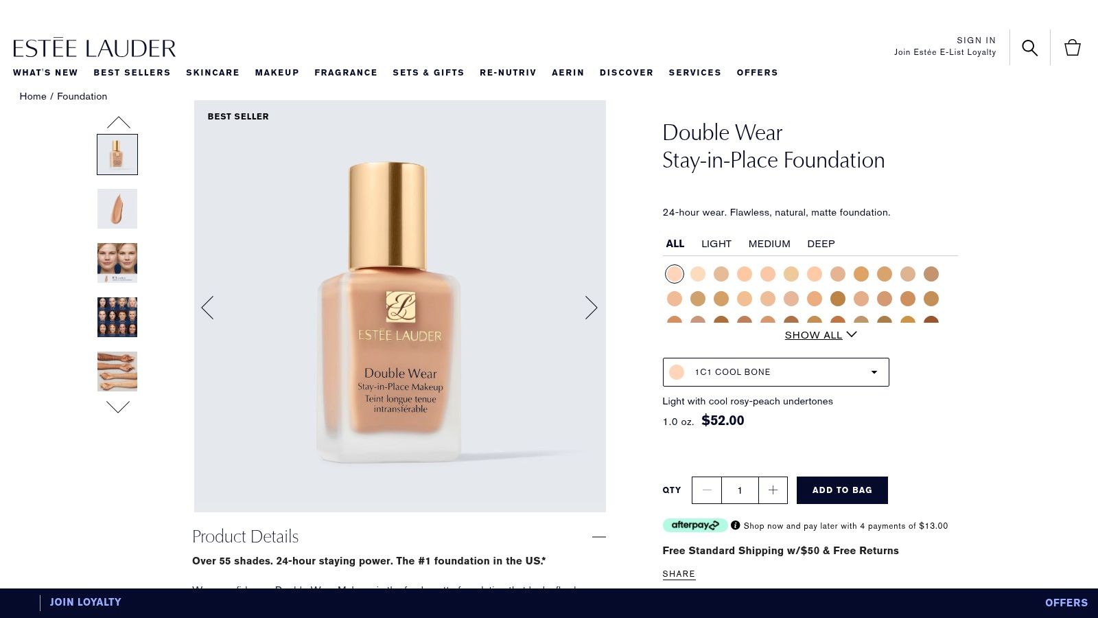 Estée Lauder Double Wear Stay-in-Place Makeup in Warm Shades