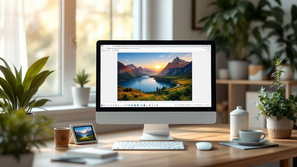 Image depicting someone working on image optimization on a computer