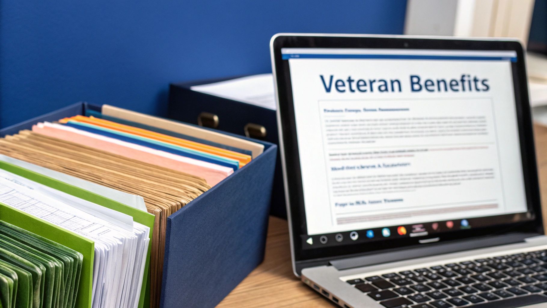 Veteran working on paperwork