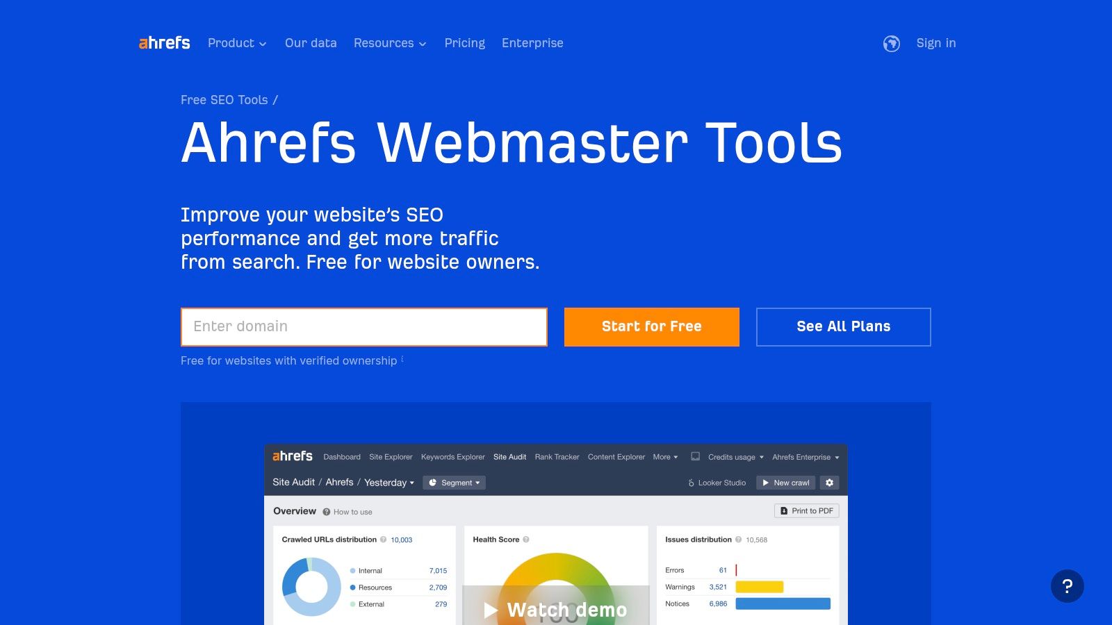 Ahrefs Webmaster Tools