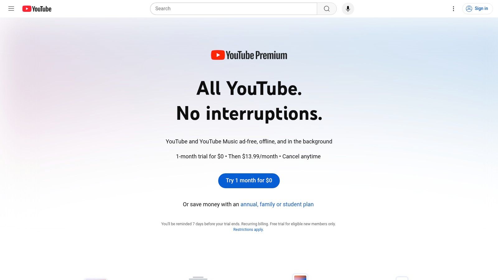 YouTube Premium Annual Plan Discount