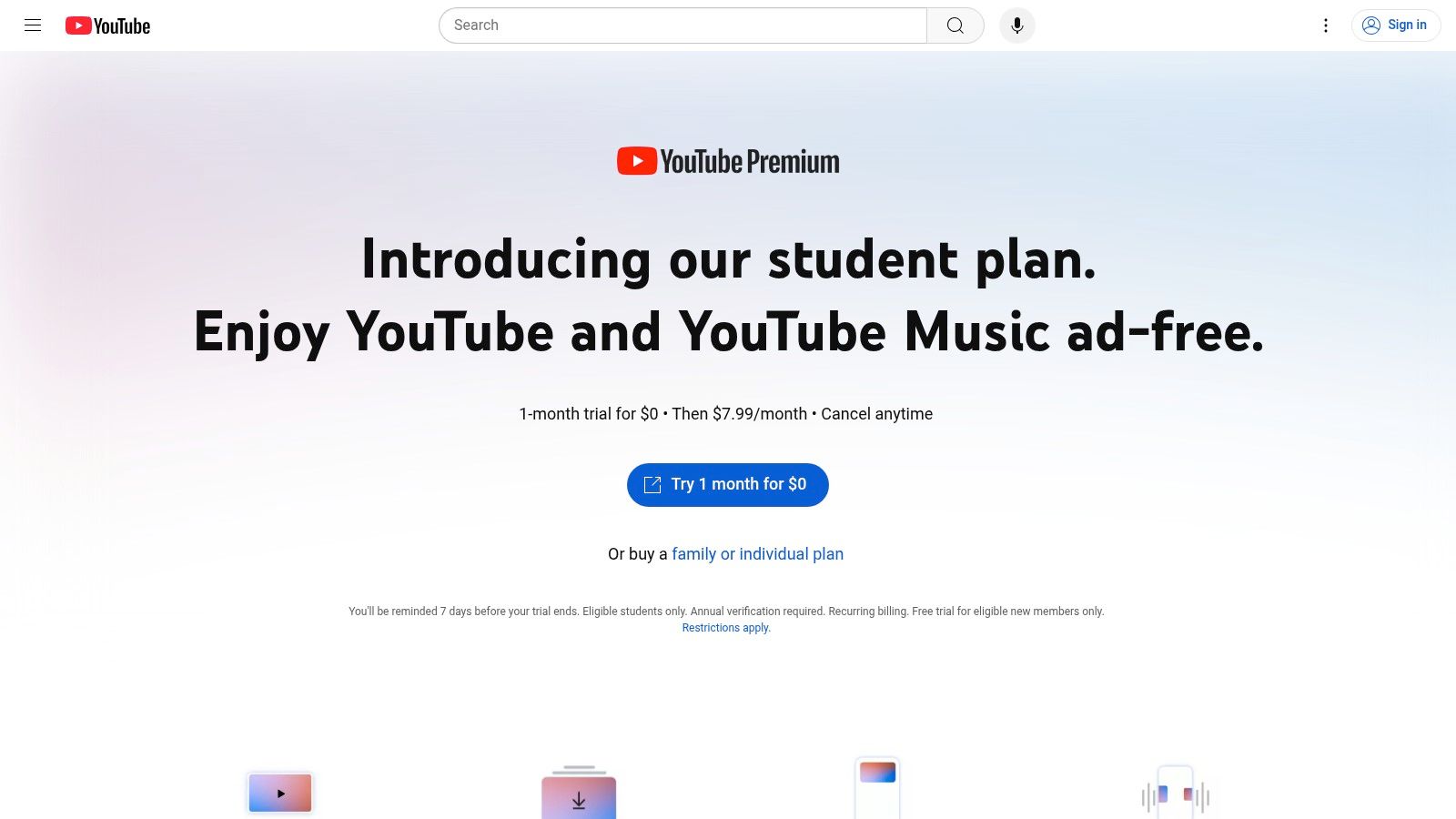 YouTube Premium Student Discount