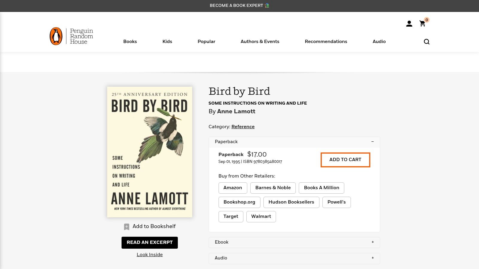 Bird by Bird: Some Instructions on Writing and Life by Anne Lamott