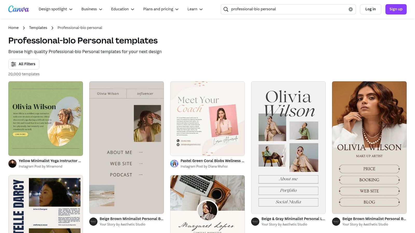 Canva Professional Bio Templates