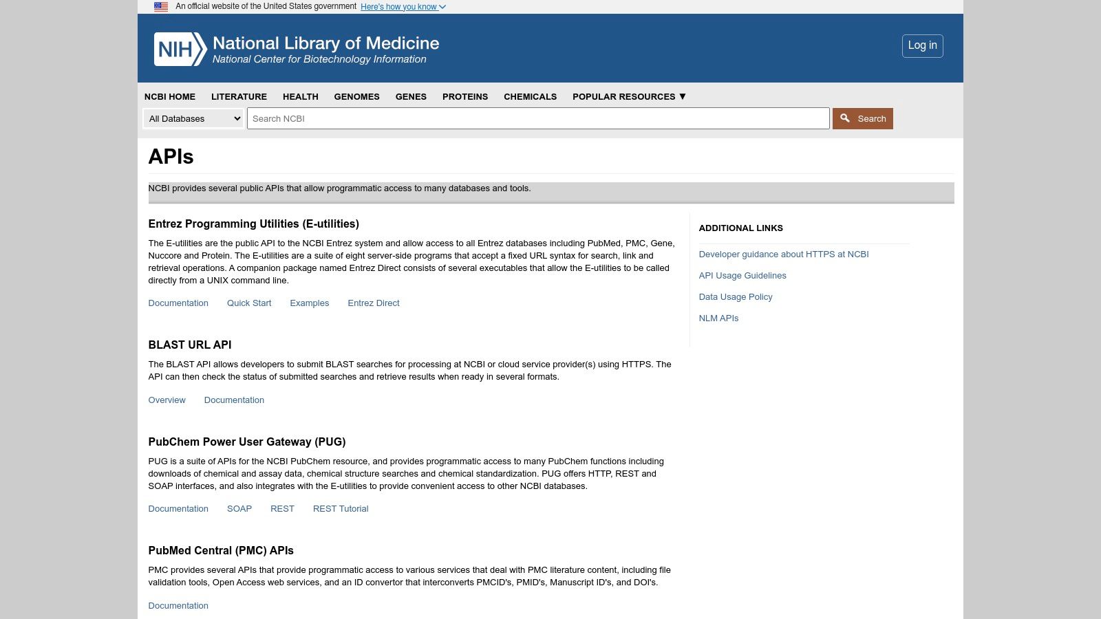 NCBI (National Center for Biotechnology Information) API