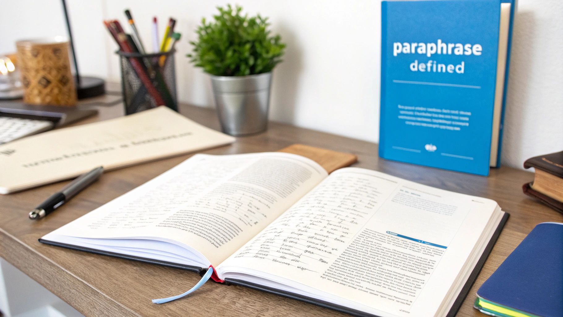 Image depicting a student rewriting notes, symbolizing the act of paraphrasing