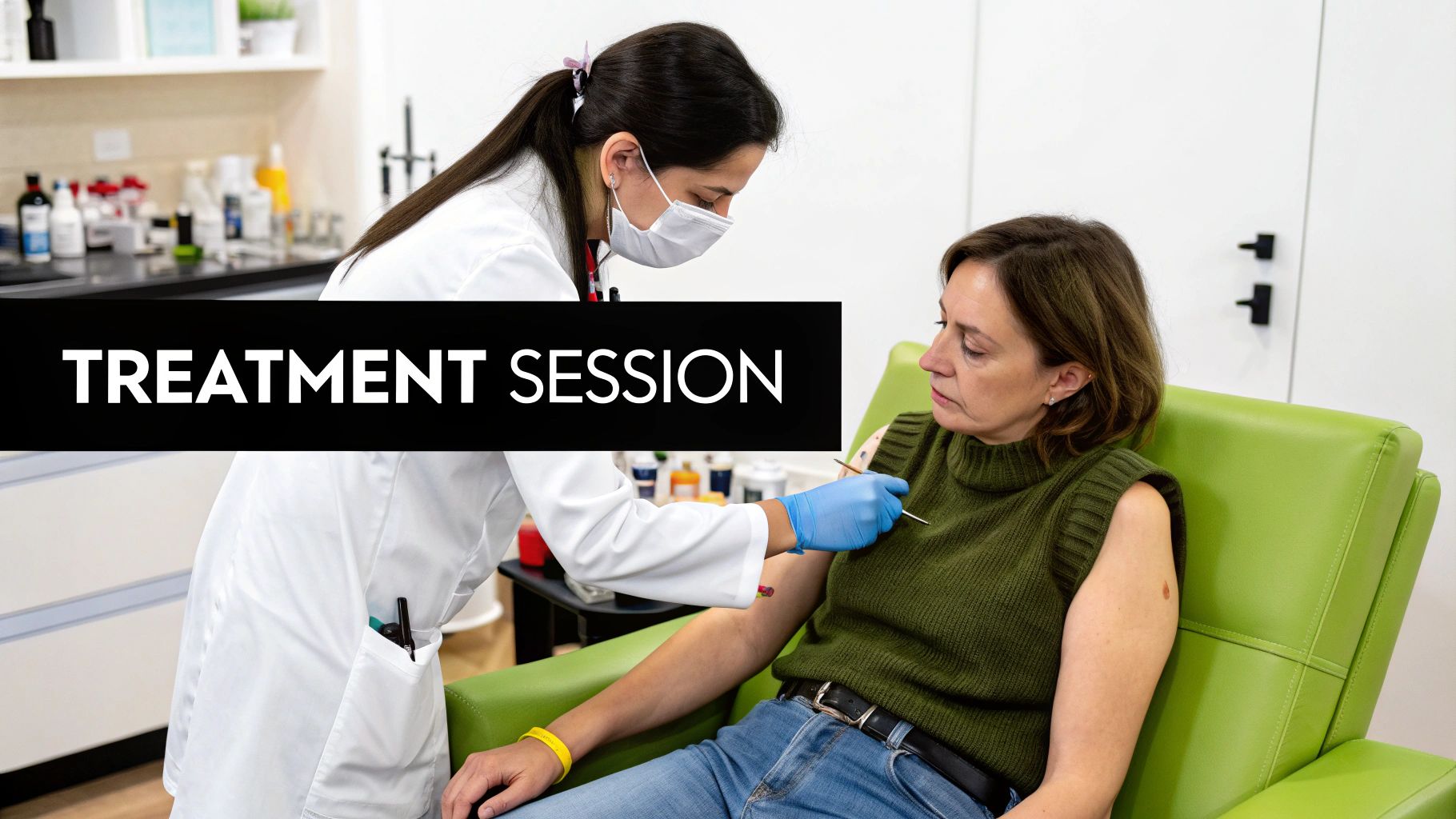 Depiction of PRP injection for hair.