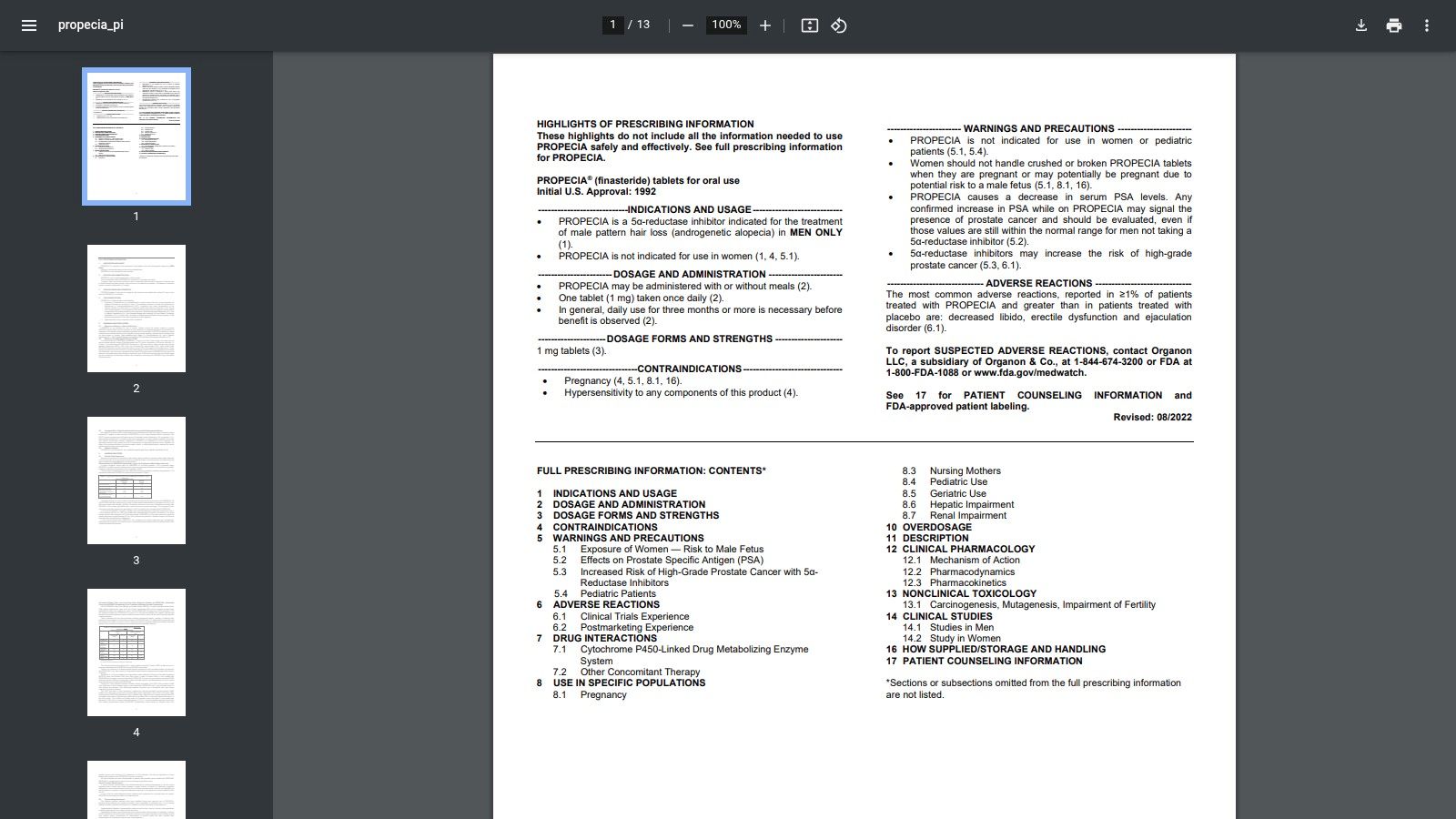 Propecia (Finasteride 1mg)