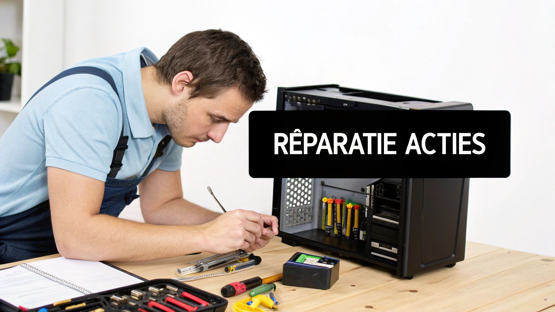 Een afbeelding van een computer met een blauw scherm.