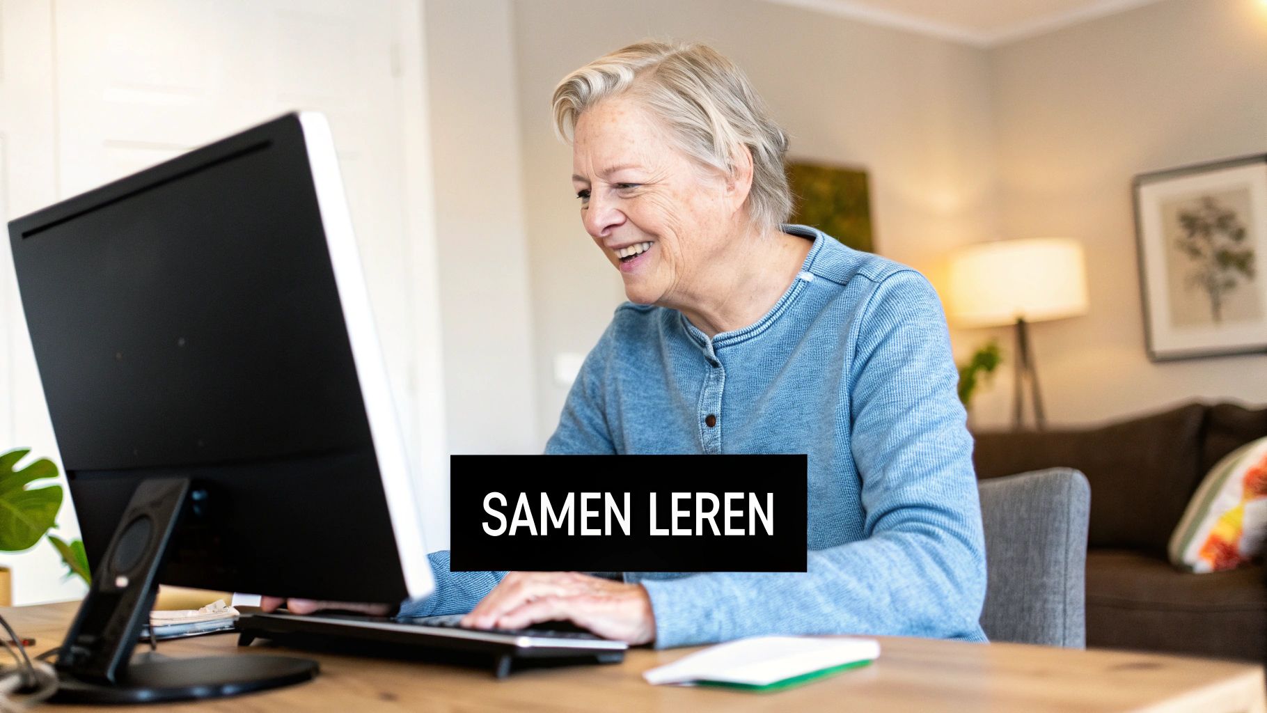 Senioren die computerhulp krijgen