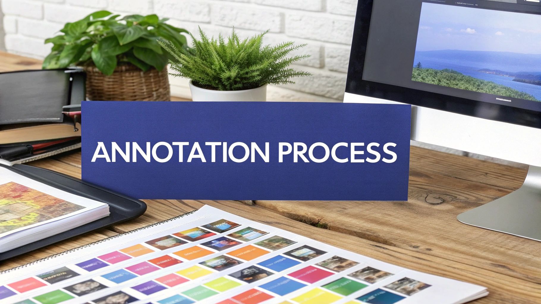 Image of a person reviewing annotated images